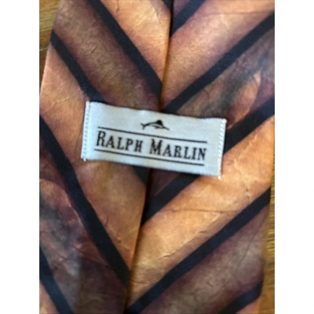 Vintage Ralph Marlin‎ 1997 Cigar Money Band Brown and Yellow Tie